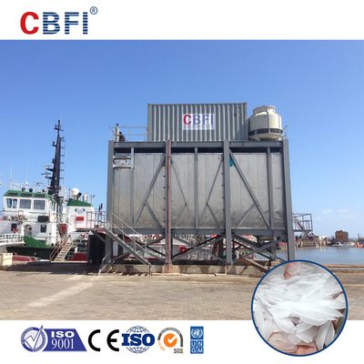10-30Ton / 24h Mesin pembuatan es serpihan Sistem penyimpanan es otomatis Untuk pendinginan beton seafood