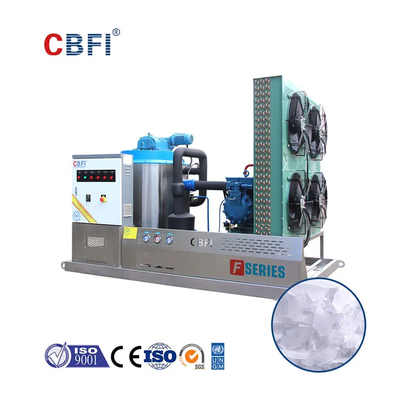 Mesin es serpihan pendingin air otomatis menghasilkan es -5 °C Bitzer / Copeland / Hanbell kompresor 1.0mm-2.5mm